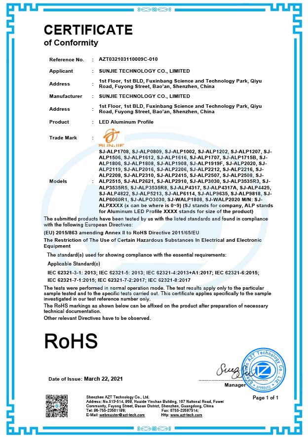 RoHs of LED Profile